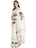 Anni Designer Women'S Woven Linen Saree (Beyhadh_White),White,Free
