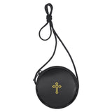 SilTriangle Leather Communion Burse for Pyx, Catholic Pyx Case with Strap for Communion Host Priests Deacons Gifts(Black,Round)