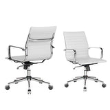 LUXMOD White Office Chair - Ergonomic Swivel Desk Chair with Armrests, Comfortable Heavy-Duty Chair for Office or Conference Tab