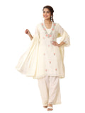 Libas Women'S Pure Cotton Embroidered Kurta Sets (99416_Off White_Xl)