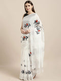Anni Designer Women'S Woven Linen Saree (Beyhadh_White),White,Free,Linen,ready to wear,Saree
