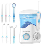TUREWELL Water Dental Flosser for Teeth/Braces, Water Teeth Cleaner 8 Jet Tips and 10 Pressure Levels, 600ML Large Water Tank Or