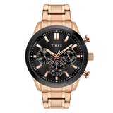 Timex Analog Watch For Man With Black Round Dial & Rose Gold Stainless Steel Bracelet Band Water Resistant Men'S Wrist Watches -
