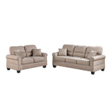 Poundex Bobkona Shelton Linen-Like 2 Piece Sofa and Loveseat Set, Sand