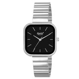 Ajanta Quartz Newly Launched Stylish Silver-Black Analog Watch For Women And Girls With Metal Strap & Silver Bracelet Suitable F
