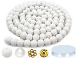 PAMIR TONG 250pcs 8mm White Clay Round Smooth Space Polymer Heishi Preppy Cute Bulk Beads for Earring, Necklaces, Bracelet Jewer