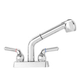 JS Jackson Supplies Dual Handle Pull Out Faucet, Chrome Finish, 4 Inch Center Set, Universal Utility Sink or Laundry Tub ABS Pla