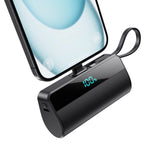 Mini Portable Charger for iPhone with Built in USB C Cable, 5500mAh Small Power Bank 20W PD Fast Charging, Travel Essential Batt