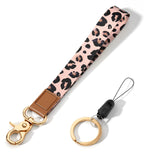 Hsxnam Wrist Lanyard Key Chain, Cute Wristlet Strap Keychain Holder for Women Car Keys Airpods ID Badges Phone, Pink Leopard