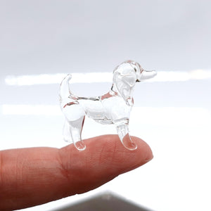 Sansukjai Dachshund Micro Tiny Figurines Hand Blown Glass Art Animals Collectible Dog-Lover Gift Home D cor (Clear)