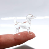 Sansukjai Dachshund Micro Tiny Figurines Hand Blown Glass Art Animals Collectible Dog-Lover Gift Home D cor (Clear)