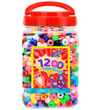 Praisebank Pony Beads, 1200pcs 6x9mm, Wholesale Beads, Bracelets Jewelry Making, Arts & Crafts(Multi-Colored)