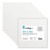 KINGART Stretched White Canvas Set - Square, 6x6 Inch, 8-Pack - 100% Cotton, Triple Gesso Primed - 5/8 Profile Back-Stapled Arti