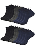 Faton Men Plain/Solid Ankle Length Socks, Made With 100% Combed Cotton & Spandex Combo Pack Of 10 (Black,Navy, Dark Grey) (4)