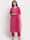 Anni Designer Women'S Cotton Straight Kurta With Pant & Dupatta (Sona Pink_Xxl_Pink_Xx-Large),Pink,2XL,Cotton Blend,Straight,