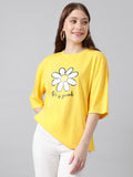 Kotty Women'S Cotton Blend Printed Oversized T-Shirts