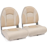 NORTHCAPTAIN Deluxe A Pair of Marine High Back Folding Fishing Boat Seat,Stainless Steel Screws Included,Charcoal/Light Grey(2 S