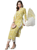 Gosriki Women'S Cotton Blend Straight Printed Kurta With Pant & Dupatta (Avni Green-Gs_Xxl_Green_Xx-Large),Green,2,B0C6GX13B2