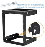 12U Wall Mount Rack Open Frame 19 Inch Server Equipment 2 Post Network Cabinet 18 inches Depth Black by Tedgetal