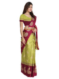 Leriya Fashion Womens Soft Cotton Silk Foli Work (Jari Work) Saree With Belt(Free Size) (Pink)