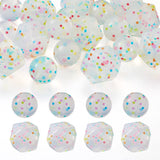 FASHEWELRY 20Pcs Clear Silicone Beads 15mm Confetti Hexagon Round Loose Transparent Glitter Focal for Keychain Lanyard Necklace 