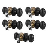 Gobrico 5 Pack Black Door Knob Oval Door Knobs Privacy Door Handles for Bed and Bath Interior Door Knob Egg Shaped Stainless Ste