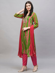 Gosriki Women'S Rayon Blend Straight Printed Kurta With Pant & Dupatta (Dollop Methi-Nw-Gs_S_Green_Small),Green,,B0CS67QNTH
