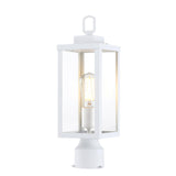 GRUENLICH Outdoor Post Lighting Fixture Pole Lantern, E26 Medium Base Max 60W, Metal Housing Plus Glass, Matte White Finish, Bul