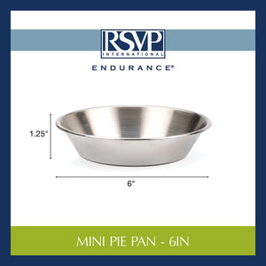 Rsvp International Endurance Kitchen Collection Pastry Baking Accessories, Mini Pie Pan, Stainless Steel