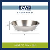Rsvp International Endurance Kitchen Collection Pastry Baking Accessories, Mini Pie Pan, Stainless Steel