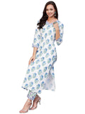 Anni Designer Women'S Cotton Blend Printed Straight Kurta With Pant (Dhara White-Gnw_S_White_Small),White,S