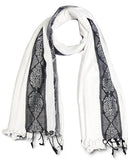 Kosweem Border 3D Fashionable Woolen Winter Wear Thin Scarf/Stole/Shawl For Baby Girls Womens(White)
