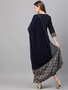 Anni Designer Women'S Ruby Cotton Straight Kurta With Pant & Dupatta (Kalakari-Blue_Xl Kalakari-Blue_X-Large),Blue,XL,Cotton Blend,Straight,