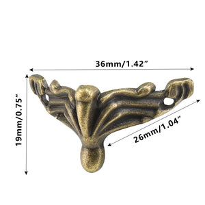 Hitefu 24PCS Antique Brass Alloy Jewelry Box Legs, Wood Case Decorative Legs Hardware, Chest Box Legs Feet Corner Protector Deco