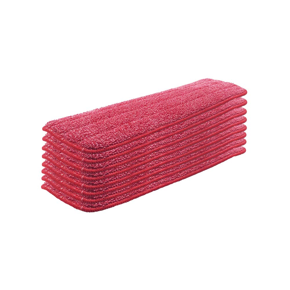 Set Of 8 Microfiber Spray Mop Replacement Heads For Wet/Dry Mops Reusable Replacement Refills Fits For Floor Care System (Red)