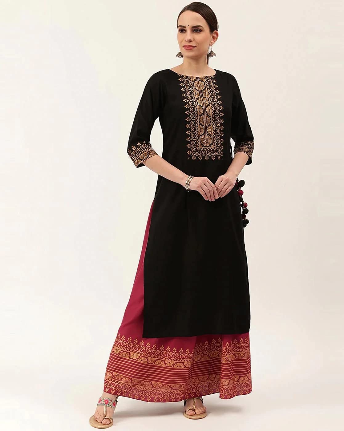 Anni Designer Women'S Cotton Straight Kurta With Palazzo (Antara_Xxl_Multicolor_Xx-Large),Multicolour,2XL,Cotton,Straight,Dupatta, Palazzo