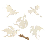 Xonzmmk 20 Pack 6 Inch Wood Dragon Crafts Unfinished Wood Dragon Cutouts Wooden Dragon Hanging Ornaments DIY Dragon Craft Gift T