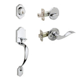Copper Creek HZ2610XWLL-PS Heritage Front Entrance Handleset in Polished Stainless with Left Hand Waverlie Lever Interior