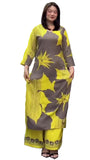 Anni Designer Women'S Rayon Blend Straight Printed Kurta With Palazzo (Nolaram Yellow_L_Yellow_Large),Yellow,L