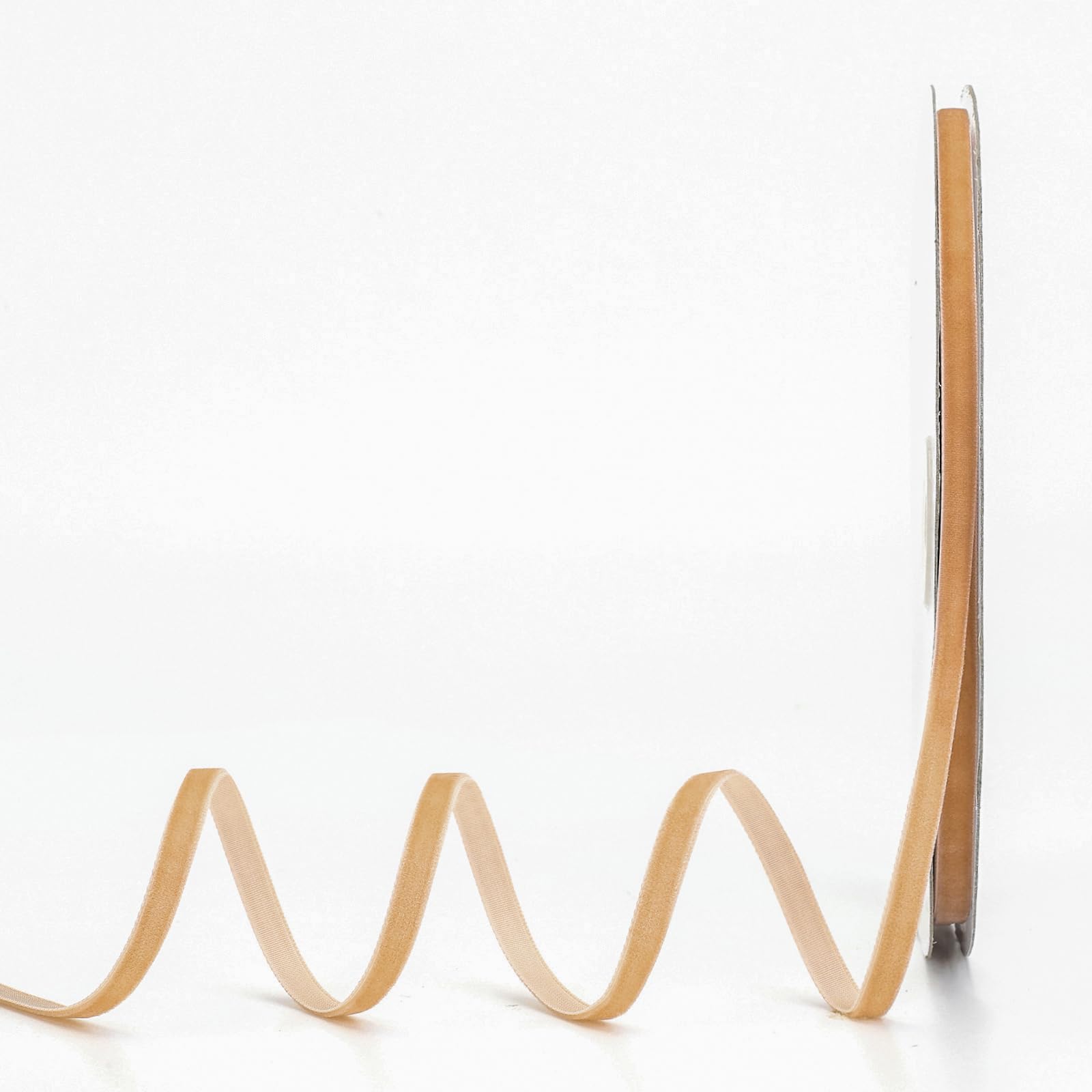 Lemon Park Khaki Velvet Ribbon,1/4 W x 20Yd Single Face,Great for Gift Wrapping,Hair Bows,Handmade Craft and Christmas,Wedding D