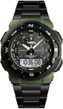 V2A Analogue - Digital Men'S Stainless Steel Watch (Black Dial Black Colored Strap)