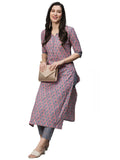 Gosriki Women'S Cotton Blend Printed Straight Kurta With Pant (Padwil Pink-Nwfb08-Gs_M_Pink_Medium),Light Pink,,B0BTJ738QP