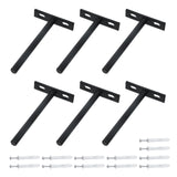 Antrader 5 Inch Solid Steel Floating Shelf Brackets, 6Pcs Blind Shelf Supports (Large) Hidden Floating Wall Shelf Support Bracke