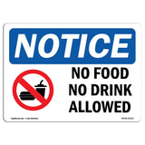 OSHA Notice Signs Notice No Food No Drink Allowed Sign | Extremely Durable Made in The USA Signs or Heavy Duty Vinyl Label Dec