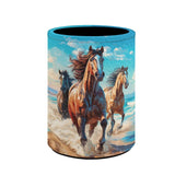 Upetstory Horse Pen Holder for Women Men Girls Boys Pencil Cup Pot Desk Decor Makeup Brush Holders PU Leather Multi-Functional O
