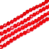 200pcs Czech 6mm Faceted Round Crystal Glass Beads Spacers Coral Red