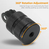 Aluminum 1/4 inch 20 Camera Mount, 360 Degree Rotation Tripod Mount Adapter Compatible with GoPro Hero 12 Black, Hero 11/10/9/8/