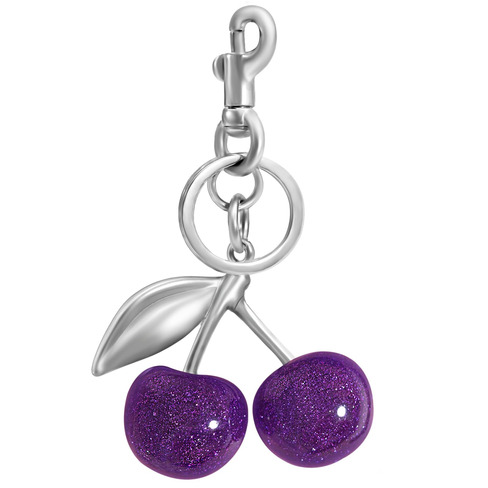 Nylry Cherry Bag Charm Keychain - Cute Purse Accessories for Handbags - Aesthetic Y2K Kawaii Gifts for Women - Purple