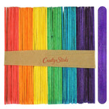 CraftySticks 50 Pack 4.5 Inch Multi Color Rainbow Popsicle Sticks, Wood Craft Sticks for Crafts, Learning and STEM Basics