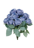 Sweet Home Deco 18 Princess Diana Rose Silk Artificial Flower (10 Stems/10 Flower Heads) Wedding Party Home Decorations Fall Winter Colors (Blue) -Like New